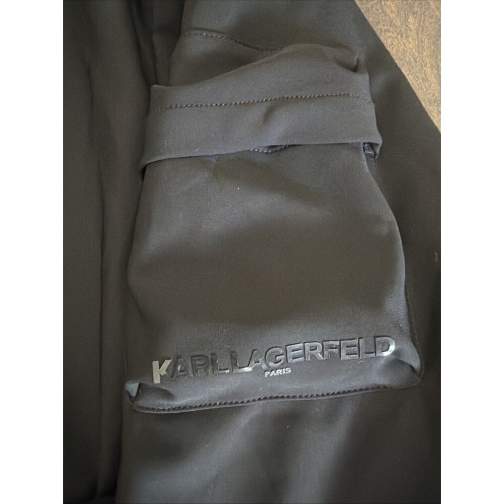 KARL LAGERFELD PARIS Men's Modern Fit Ponte Bomber Jacket Rich Black L - Picture 8 of 12